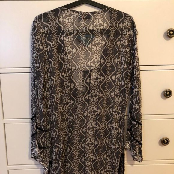 LeTarte Luxe Silk tunic with beads black grey white beachwear - Picture 2 of 7